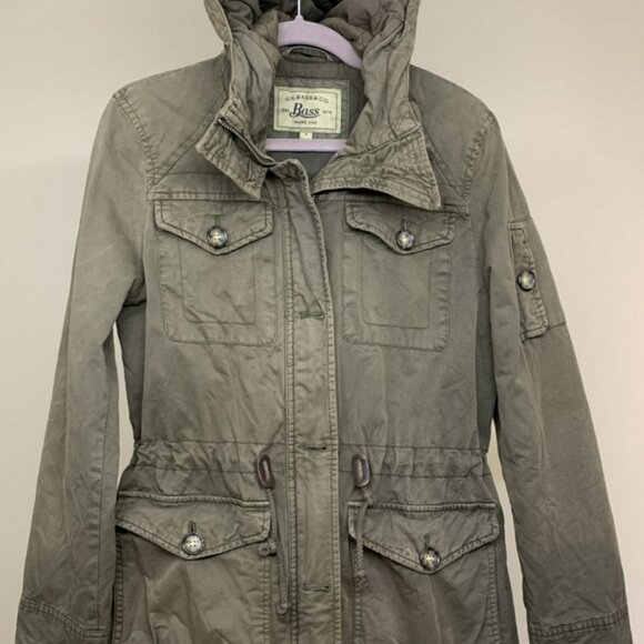 Hooded Bass Kaki Lined Coat Size Small. Rare in Canada! - Picture 1 of 15